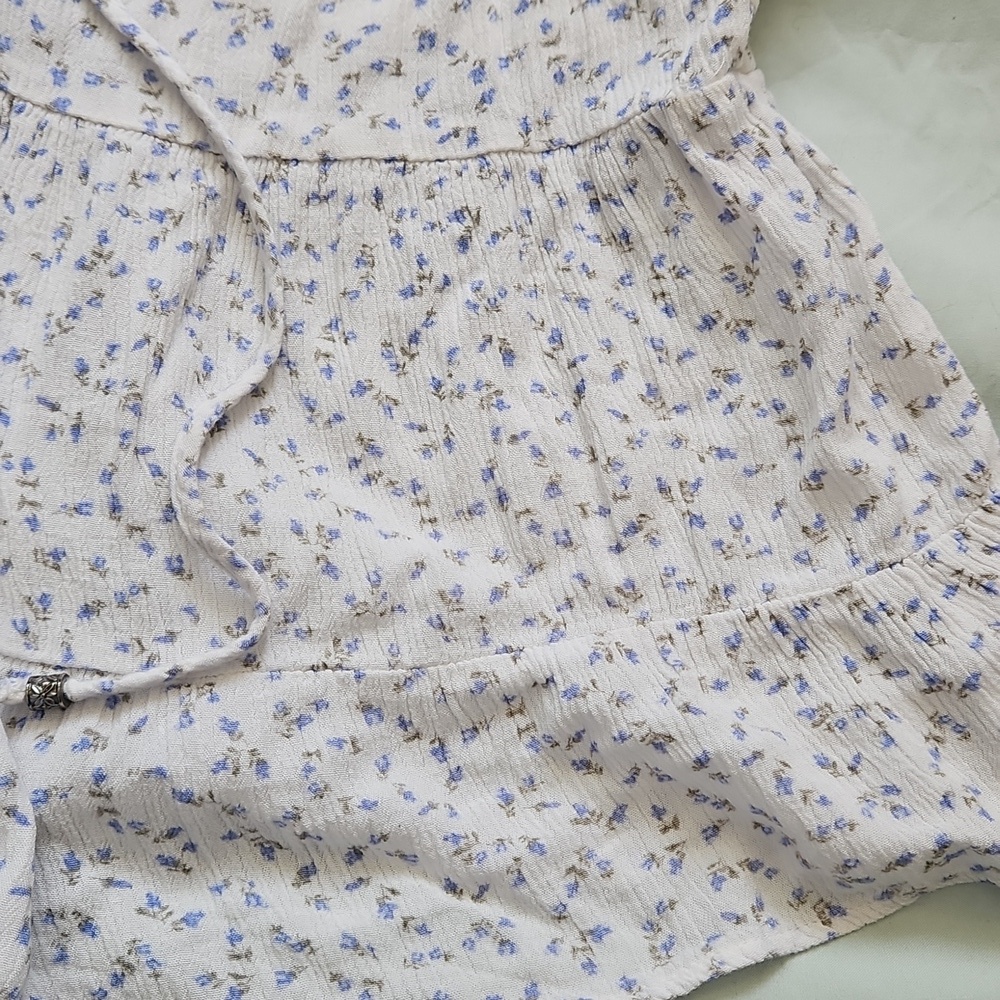 Hippie Rose White With Blue Floral Blouse, Size S - Picture 4 of 6